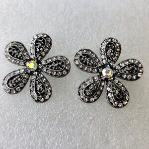 Clear Crystal Zircon Flower Earrings